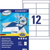 Europe100 ELA039 universele etiketten (1.200 zelfklevende etiketten, formaat 97 x 42,3 mm op DIN A4, zelfklevende afzenderstickers, bedrukbare adreslabels, 3659) 100 vellen, wit