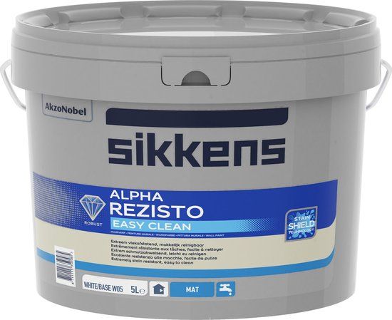 Sikkens Alpha Rezisto Easy Clean - Wit - Muurverf - Mat - 5 Liter