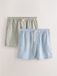 Next - Heren - Linnenmix shorts met elastische tailleband 2 stuks - Blauw
