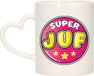 Bellatio Decorations Cadeau koffie/thee mok voor juf - roze - hartjes oor - keramiek - juffen dag