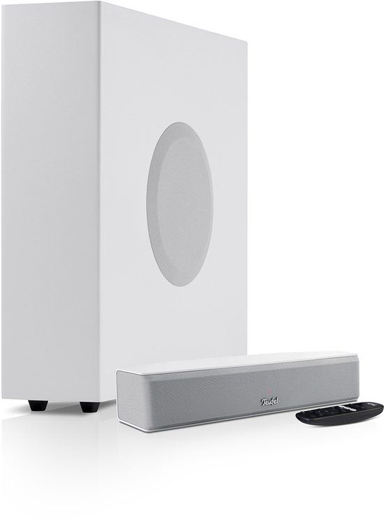 Teufel CINEBAR ONE+ - Ultracompacte soundbar met bluetooth & Dynamore Ultra technologie - Subwoofer - wit