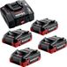 Metabo basisset 4x LiHDX accu 18 V 4,0 Ah accu (4x 624974000) + ASC 290 lader (627370000)