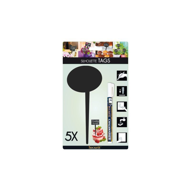 Securit Securit Krijtbord ovaal 18 x 8 cm met kunststof pin