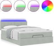 vidaXL Ottoman Bed with Mattress and LEDs 140x190cm Velvet Light Grey
