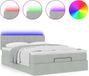 vidaXL Ottoman Bed with Mattress and LEDs 140x190cm Velvet Light Grey