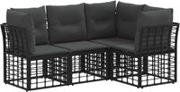 vidaXL - Hoek loungeset - Zwart - Polyester - 4 zitplekken - Exclusief kussen