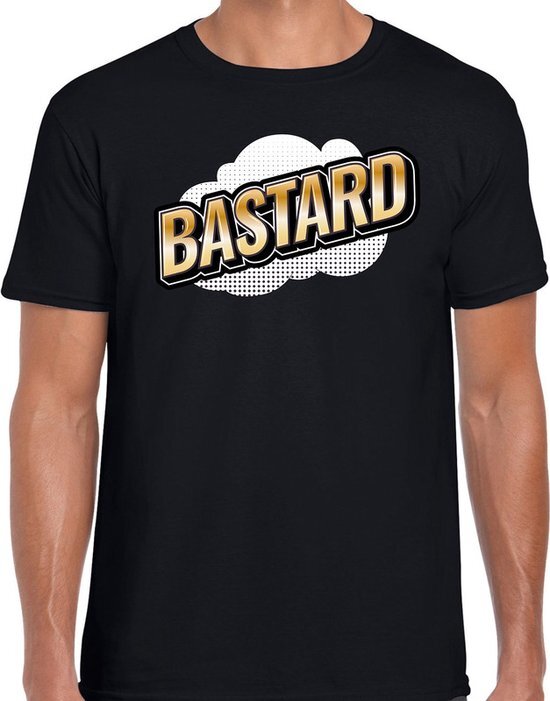 Bellatio Decorations Bastard fun tekst t-shirt voor heren zwart in 3D effect XL