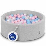 KiddyMoon Schuim Ballenbak Voor Kinderen Met Ballen Ø 7 Cm Gemaakt In EU, Lichtgrijs:Babyblue-Poeder Roze-Parel,90X30cm/300 Ballen