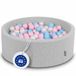 KiddyMoon Schuim Ballenbak Voor Kinderen Met Ballen Ø 7 Cm Gemaakt In EU, Lichtgrijs:Babyblue-Poeder Roze-Parel,90X30cm/300 Ballen
