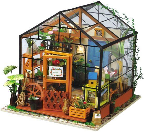 Robotime Cathy's Bloemenhuis DG104 DIY - Houten Modelbouw - Poppenhuis met LED licht - DIY
