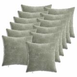 vidaXL - Kussensloop - 12 stuks - HEERLEN - Groen - 40 x 40 cm - Chenille Stof