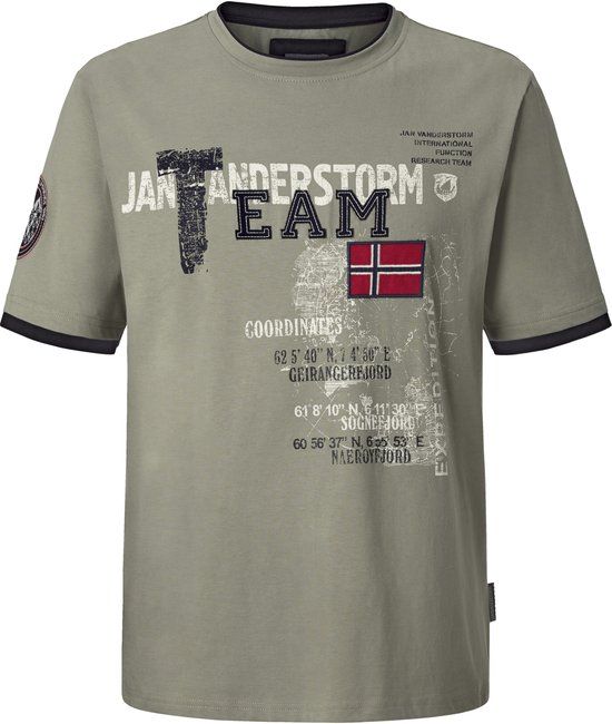Jan Vanderstorm heren T-shirt SÖLVE Plus Size olijfgroen