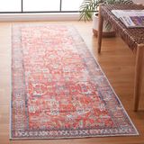 Safavieh Distressed tapijt voor machinewasbaar en antislip, ideaal voor drukbelopen ruimtes, Arizona Collection, korte pool, rood en blauw, 76 x 183 cm