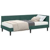 vidaXL Cadre de lit d'angle avec matelas vert foncé velours 80 x 200 cm