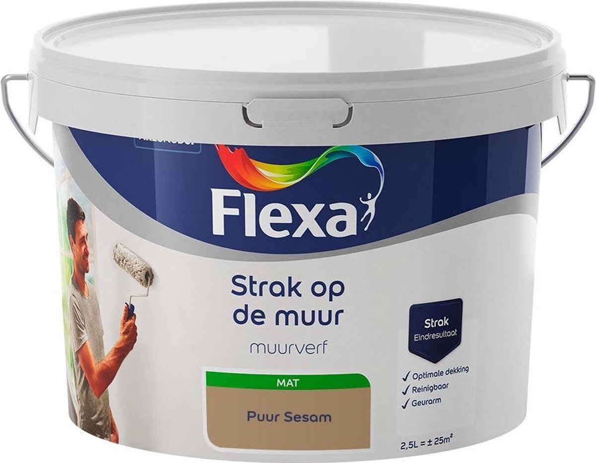 FLEXA - Strak op de muur - Muurverf - Mengcollectie - Puur Sesam - 2,5 liter