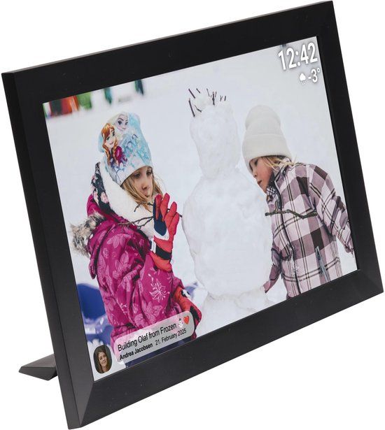 Denver PFF1501B 15.6 inch Digital Photo Frame - Full HD, Frameo App, WiFi, 16GB, IPS Touchscreen - Black