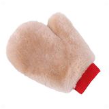OKADAY Natuurlijke lamswol washandschoen, herbruikbaar, extra grote maat, krasvrije washandschoen (roze met vingers)