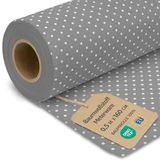 Katoenen Stof per meter, puur katoen, 0,5 m x 160 cm, stof voor naaien, patchwork, kleding, kussens, gordijnen, decoratie, huistextiel, zacht, aangenaam, ademend en natuurlijk, grijs met witte stippen