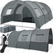 Tectake® Tunneltent voor 6 personen - Familietent op stahoogte - Voortent - Campingtent grote slaapcabine met grondzeil - 480 x 350 x 195 cm - donkergrijs/lichtgrijs