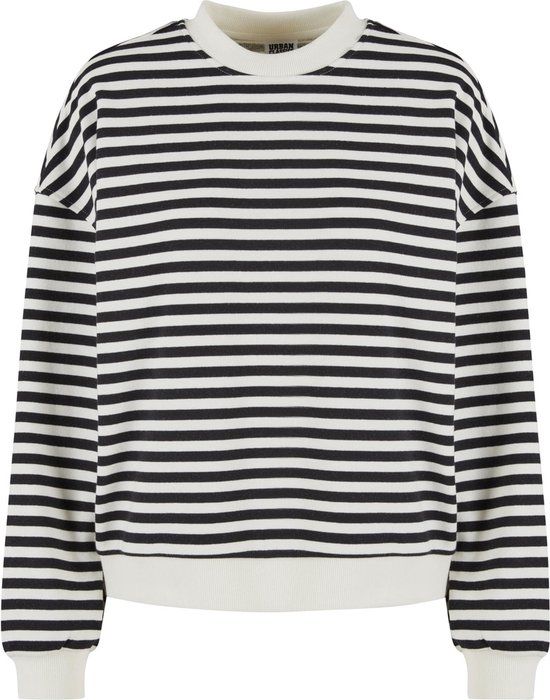 Urban Classics Oversized Striped Crewneck Sweater - Women's - Black/Beige - Size M