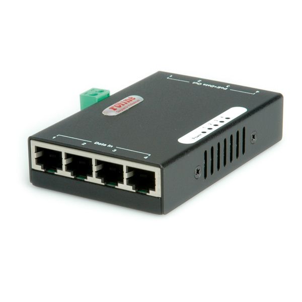 ROLINE Gigabit Ethernet PoE Injector - 4 Ports - Zwart