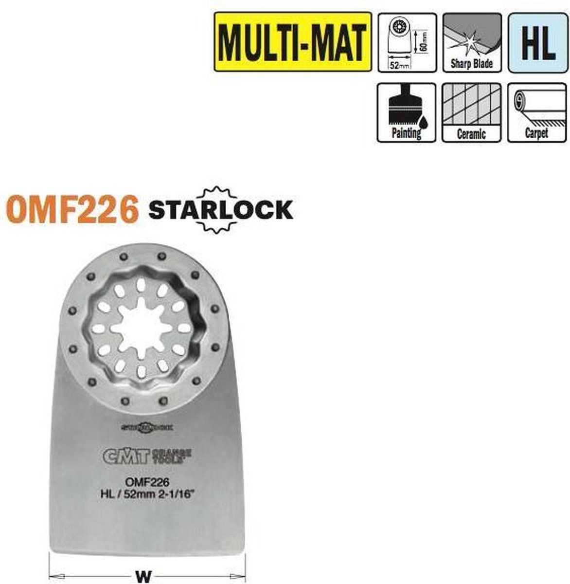 CMT OMF226-X1 Stijve Schraper 52 mm - Sokkel 022 - Grijs