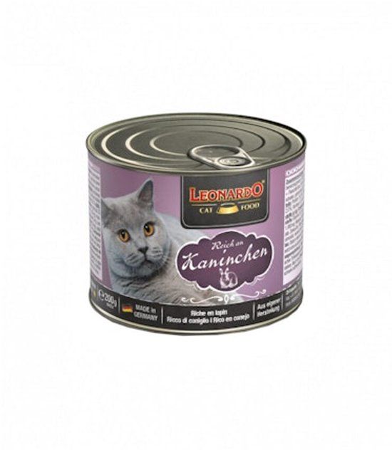 Leonardo - Rijk aan Konijn - 6 x 200 g - Blikvoer Kat