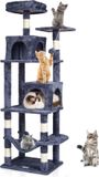 VEVOR Poteau griffoir pour chat de 160 cm de haut, Planche griffoir grimpante, 7 étages et 2 chambres, Convient pour 1 à 4 chats de petite et moyenne taille, Sisal, Gris foncé