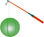 Merkloos Lampionstokje 40 cm - met lampion - groen - D25 cm