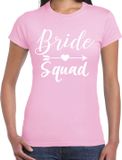 Bellatio Decorations Vrijgezellenfeest T-shirt voor dames - Bride Squad - licht roze - trouwen/bruiloft M