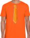 Bellatio Decorations T-shirt voor heren - Stropdas Oranje - Oranje - XXL