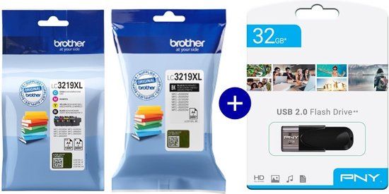 Brother LC3219XLBK & LC3219XLVAL - Inktcartridge - Zwart & Multicolor - Incl. USB-stick