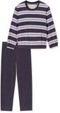 SCHIESSER Pyjama lang Dames Gestreept Indigo 80% Katoen 20% Polyester Maat 50