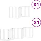 vidaXL - Hondenhek - Inklapbaar - Met Deur - 9 Panelen - 450 cm - Populierenhout - Wit