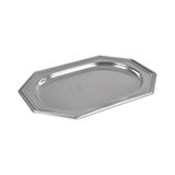 Homéa, Set van 2 achthoekige huisdierdienbladen, 34,5 x 24,5 cm, zilverkleurig