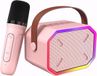 OEM Bol Karaokeset Bluetooth Karaokemachine voor kinderen met draadloze microfoon en LED-lampen - roze