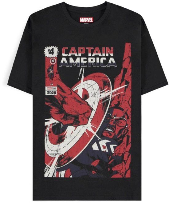 Captain America Brave New World - Retro Heren T-shirt - zwart - L