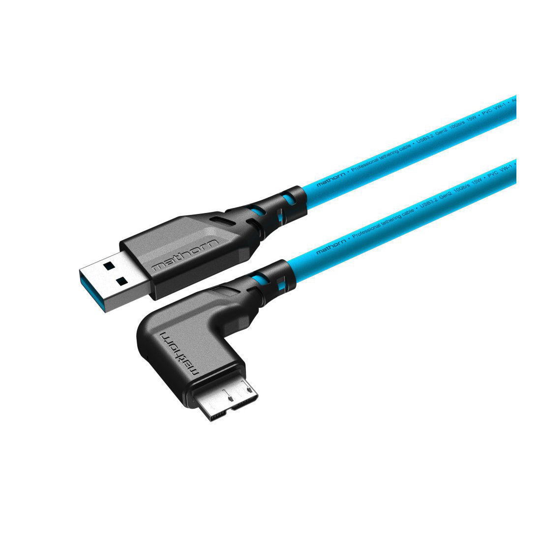 Boeken Mathorn Tethering kabel USB-A naar Micro USB-B Right angle Arctic Blauw 5m