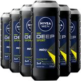 NIVEA Men Douchegel Deep Sport - 6 x 500 ml - Voordeelverpakking