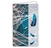 Afie 24-1040 wenskaart rouw, gesloten formaat, 95 x 160 mm, met witte envelop - blauwe veren