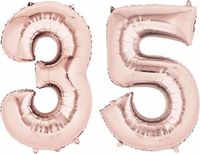 Shoppartners Bv 35 jaar verjaardag - Folie ballon cijfers - rose goud - 88 cm