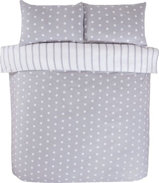 So Soft dekbedovertrek Spots & Stripes - Grijs - Lits-jumeaux