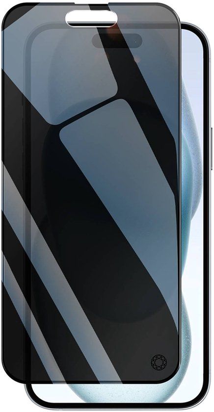 FORCE CASE Screenprotector voor iPhone 15 Plus - Privacy Organic Glass 2.5D, Transparant zwart