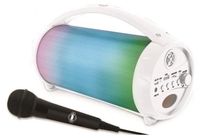 Karaoke speaker - Bluetooth boombox - Rechargeable 1200 mAh - Blanc - With karaoke microphone and LED lighting