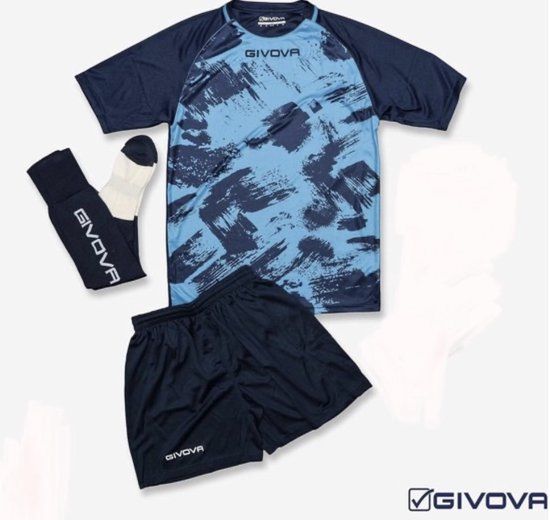 Givova Revolution Sportkledingset - Navy/Turquoise Blauw - Maat 3XL