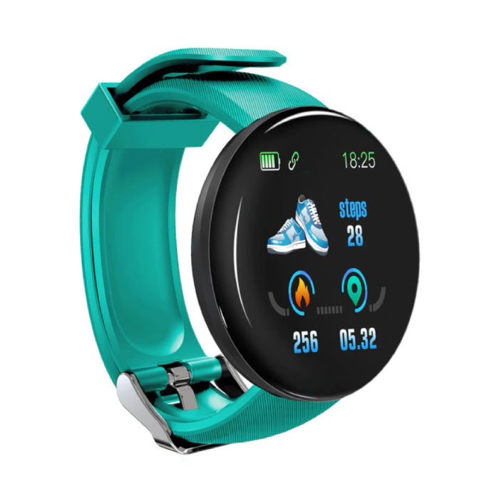 Stuff Certified D18 Smartwatch Curved HD Smartphone Fitness Sport Activity Tracker Horloge iOS Android iPhone Samsung Huawei Groen