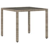 VidaXL Table de jardin avec plateau en verre 90x90x75 cm poly rotin gris