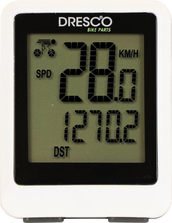 Dresco Fietscomputer - Draadloos - 12 functies - Wit