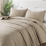 Famanu – Sprei 200 x 220 cm - knuffeldeken - bedsprei - ultrazacht dekbed voor alle seizoenen - woondeken - bankdeken van microvezel - (zonder kussensloop) - beige