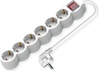 Value 6-voudige stekkerdoos met schakelaar, wit, 3 m